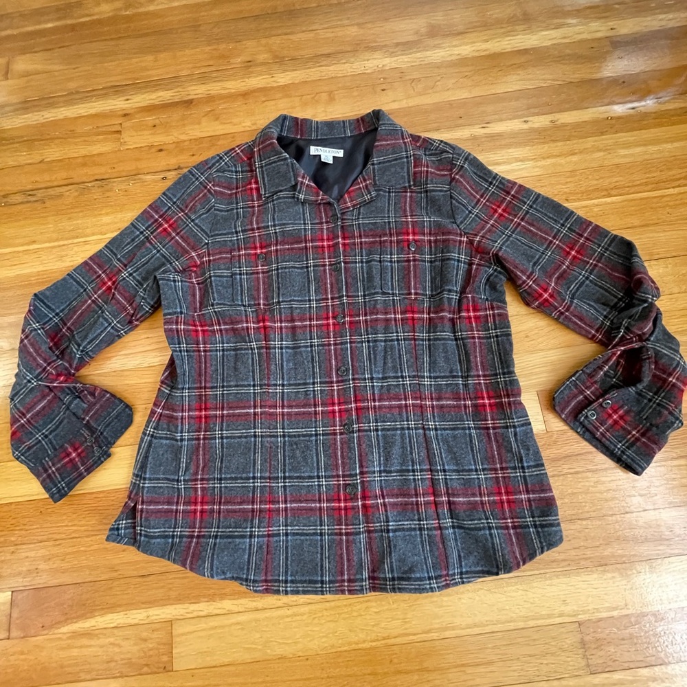 Pendleton Red and Gray Plaid Shirt